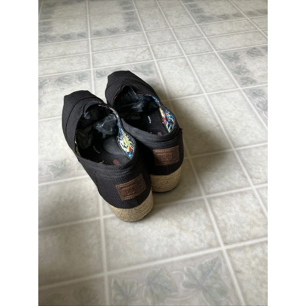 BOBS‎ from Skechers Women's 9.5 Black Espadrille Memory Foam Slip On #34101